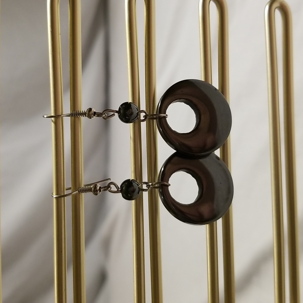 Hematite Stone Dangly Earrings